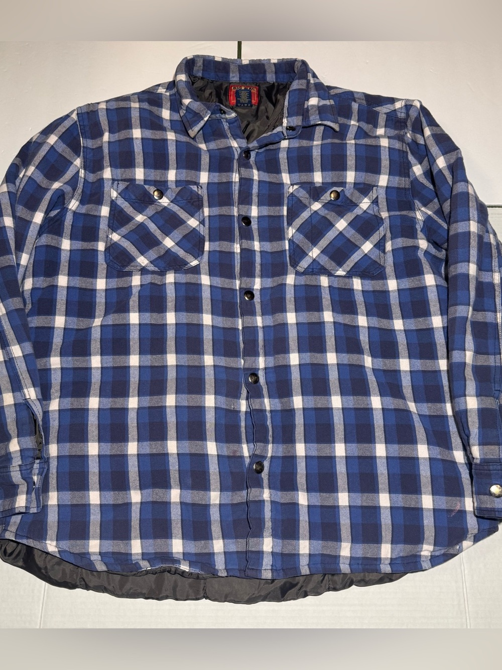 Vintage Big Mac Authentic Workwear Blue Plaid Flannel Insulated Jacket Lined XL